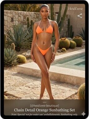 Chain Detail Orange Swim Set